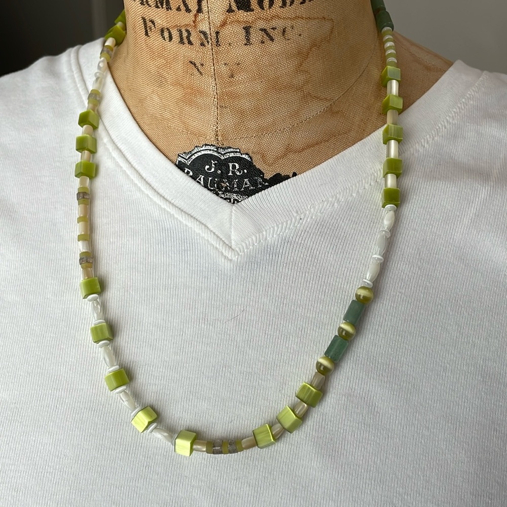 Lime green stone necklace